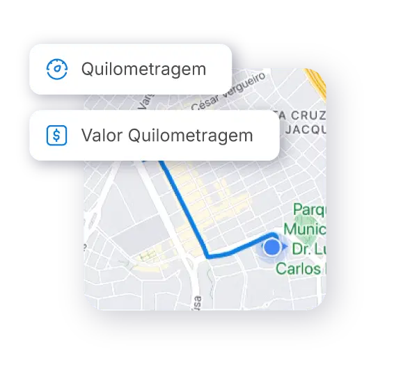 tela de gps com balões de informações sobre o a solução VExpenses