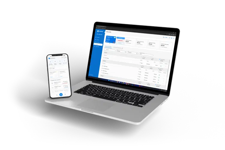 notebook e celular com app VExpenses