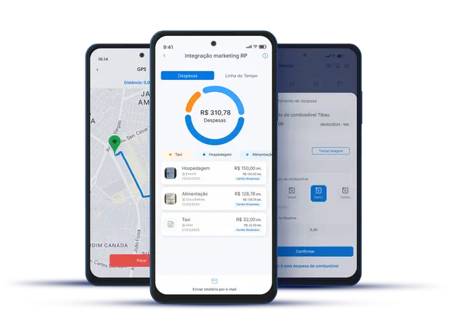 3 celulares com app VExpenses