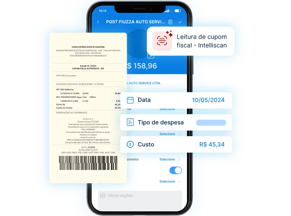 tela de celular com cards de informações sobre o Intelliscan