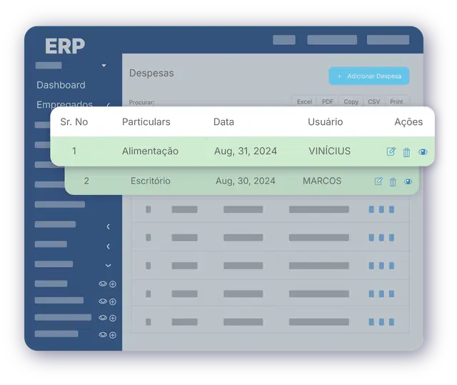 Tela do VExpenses com informações sobre a solução